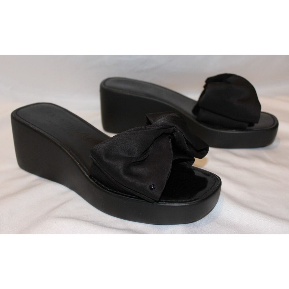 NIB Kate Spade New York Women's Birkini Wedge Platform Bow Sandals Black z‎ 9
